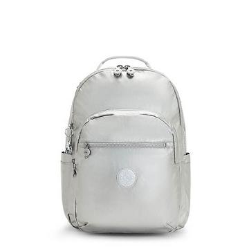 Torby Na Laptopa Kipling Seoul Large Metallic 15" Backpack Srebrne | PL 1556WN